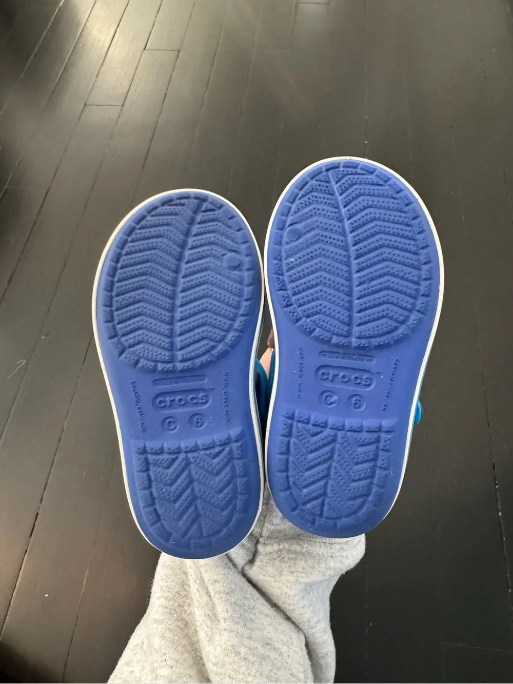 CROCS Kids Blue Clog Sandals with Aqua Strap